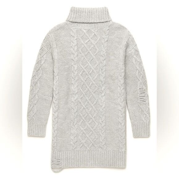 Forever21 Knit Distressed Turtleneck Womens Sweater Dress Sweater M Oatmeal 0017 - Picture 3 of 11